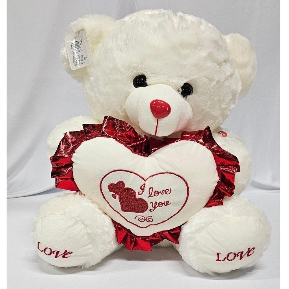 ABC Trading Musical White Teddy Bear I Love You Valentine Plush 15.7 Inch